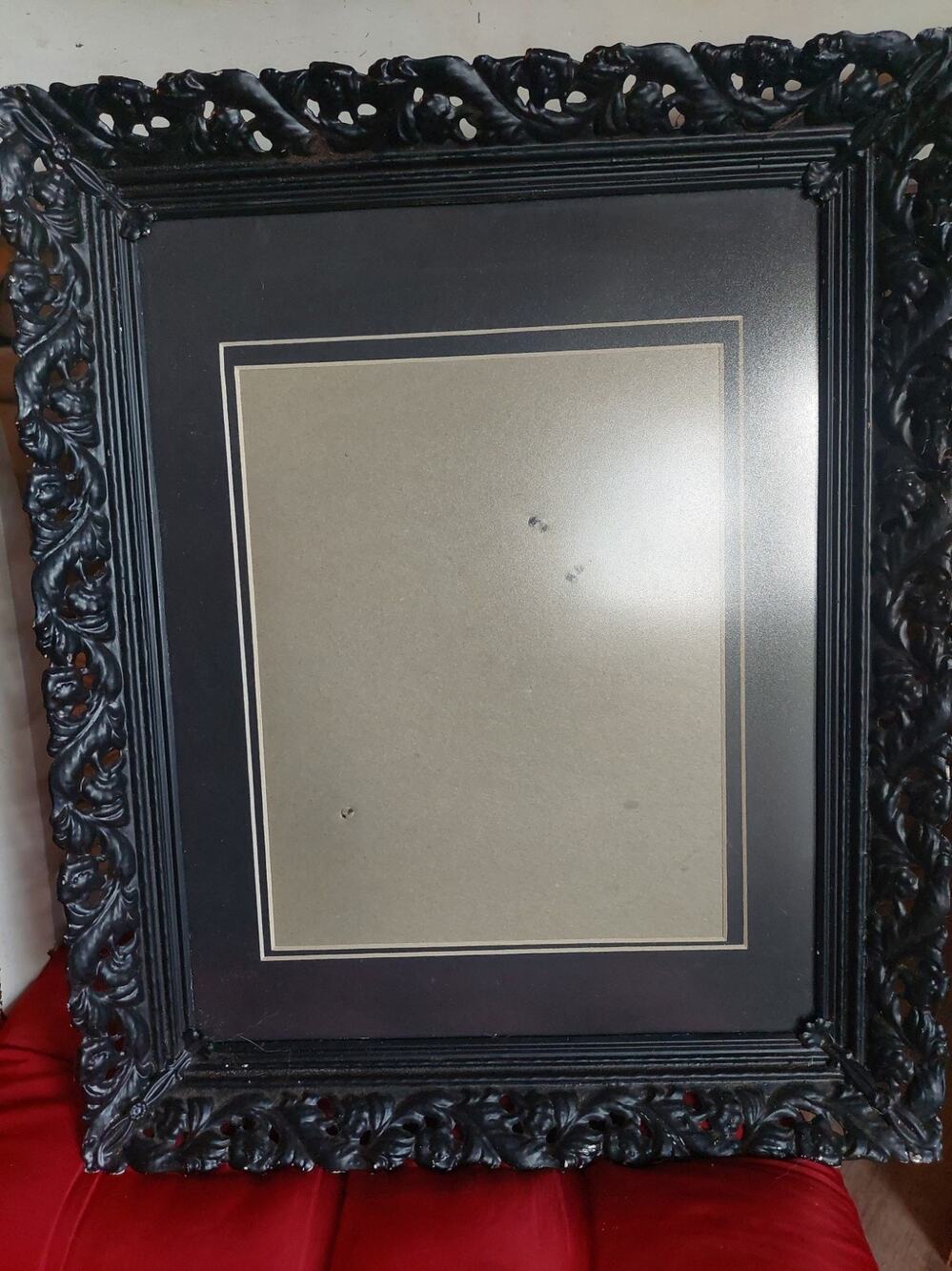 VTG Antique Ornate Baroque Roccoco Black Metal Matted Frame Victorian 8x10